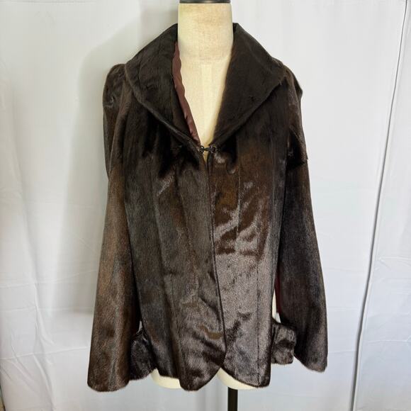 Morton’s Washington D.C. Vintage 1950s Brown Mink Fur Swing Cape Jacket M - Picture 2 of 9